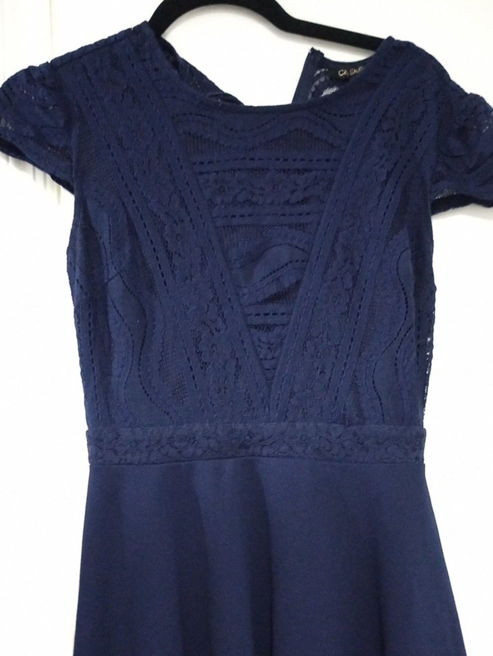 City Studio Navy Lace Detail Top